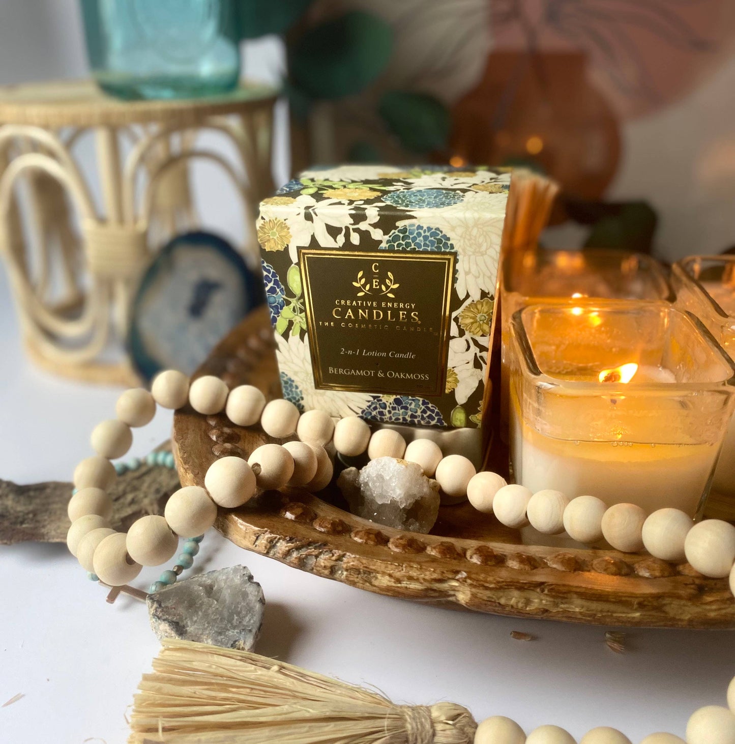 Creative Energy Candles - Bergamot &  Oakmoss: 2-in-1 Soy Lotion Candle