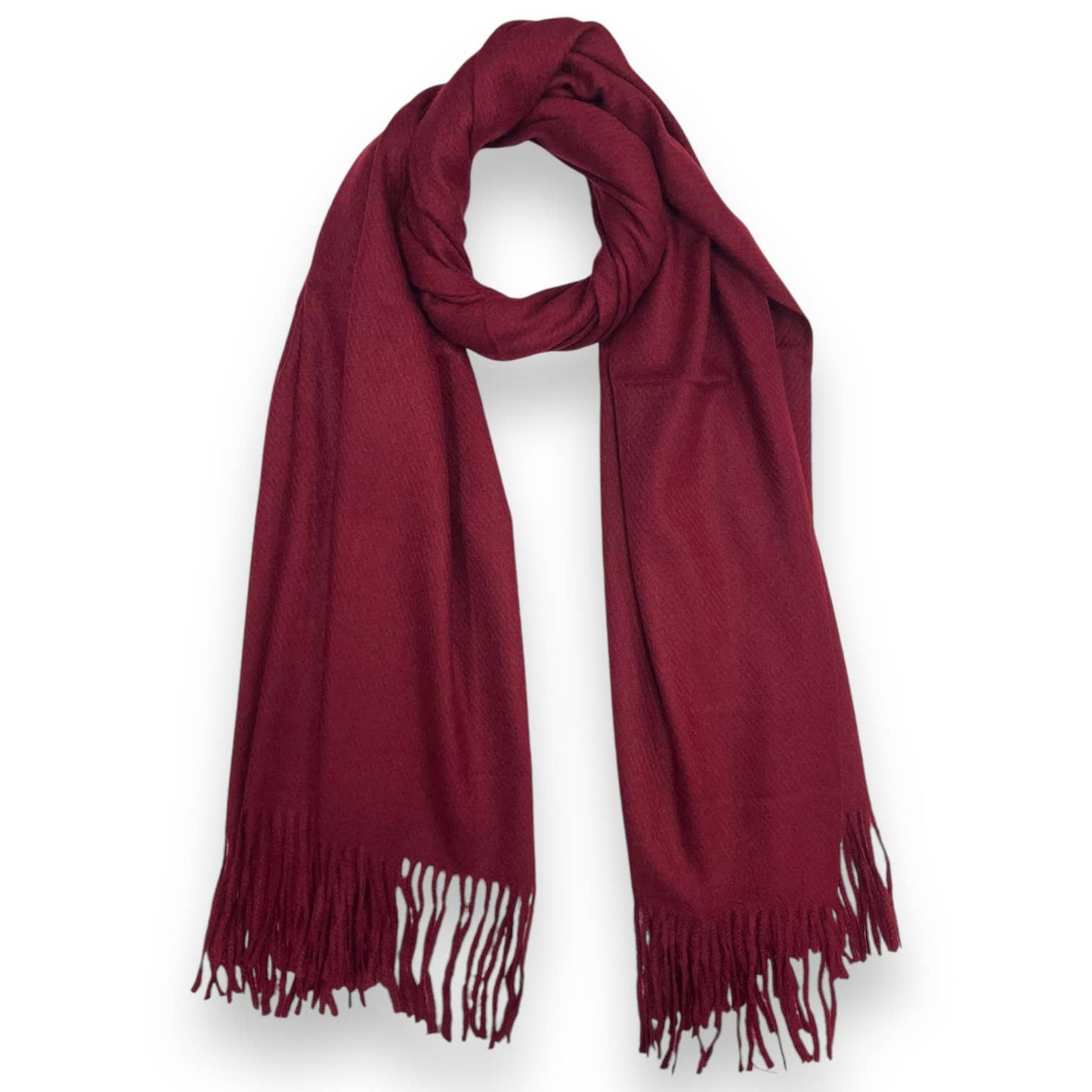 London Scarves - Plain cashmere mix ribbed winter scarf with tassel