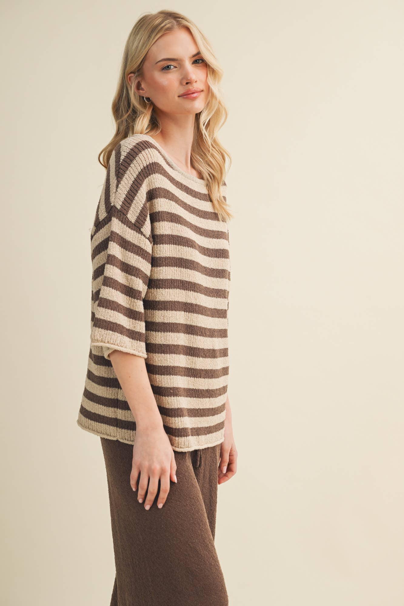 Mustard Seed - Engineered Stripe Bateau Neck Pullover