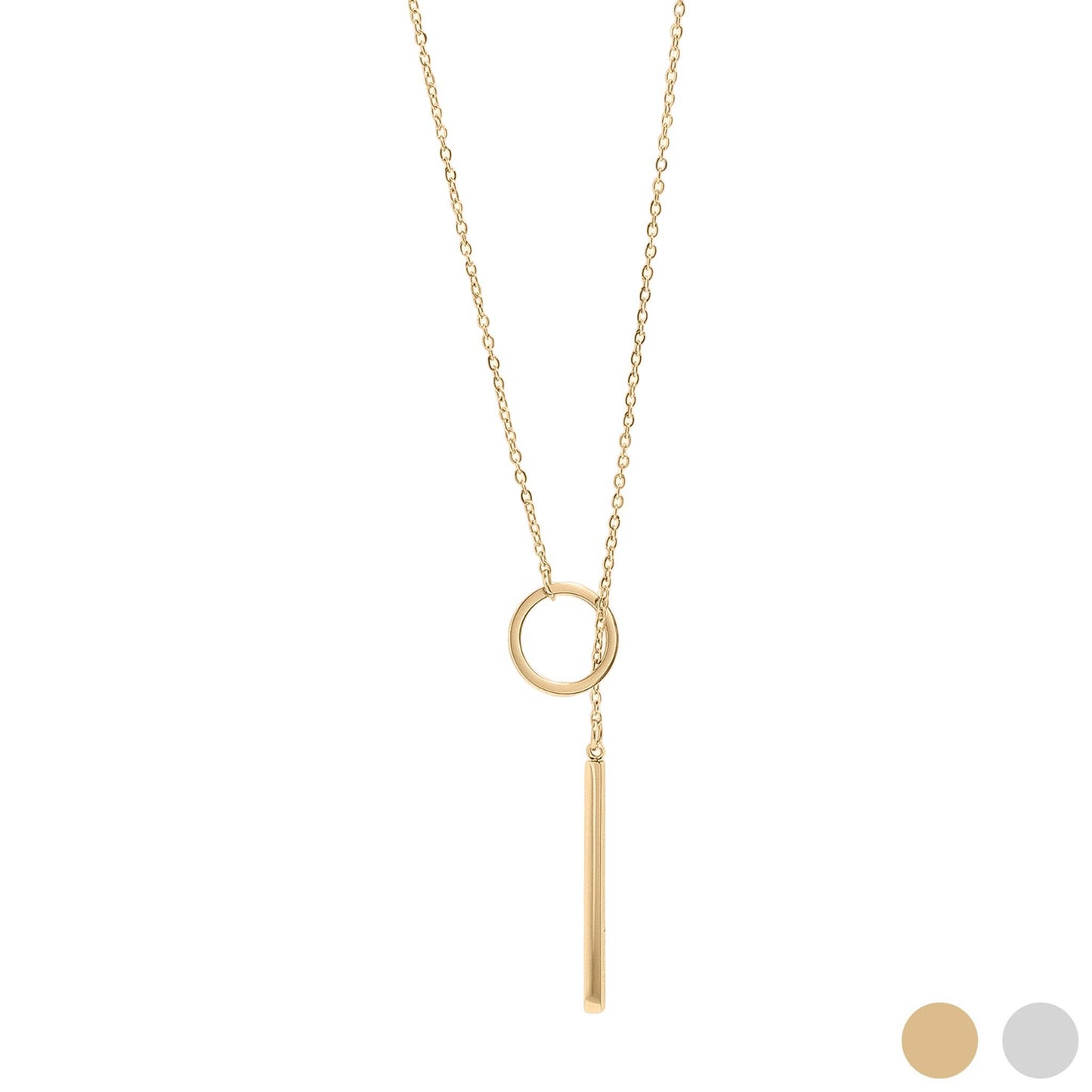 18K Gold PVD Stainless Steel Loop Chain Lariat Necklace