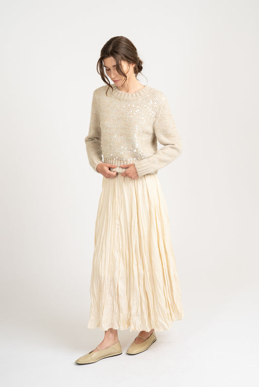 LONG SLEEVE FRONT SEQUINED SWEATER
