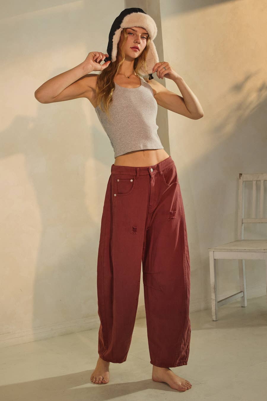 Oddi - Acid Washed Colored Barrel Denim Pants
