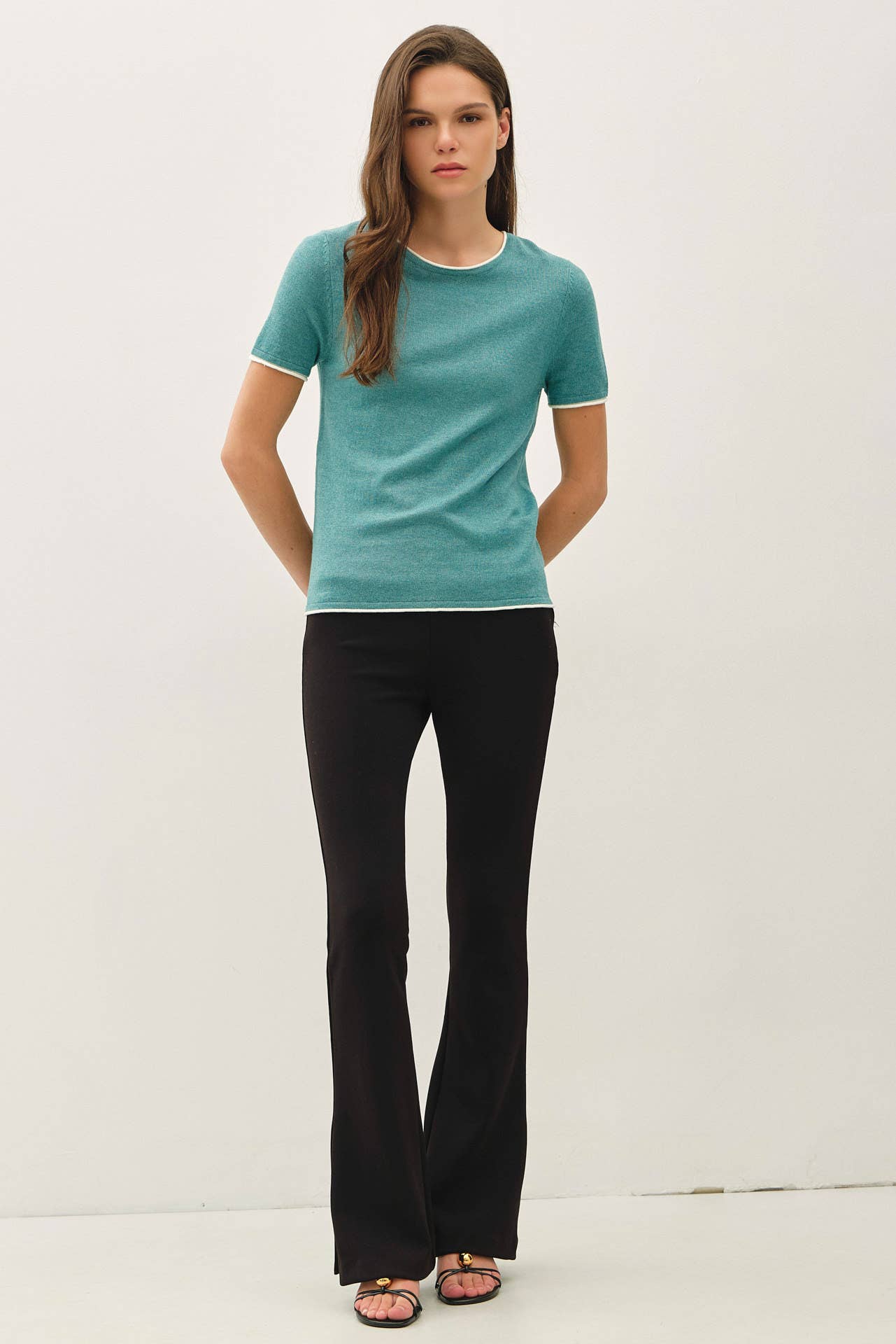 Be Cool - LAYERED LOOK ESSENTIAL SHORT SLEEVE  SWEATER TOP