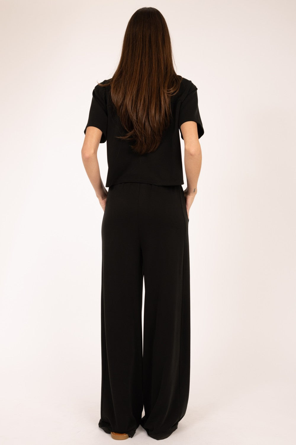 SOFT ELASTIC WAIST WIDE LEG LOUNGE PANTS