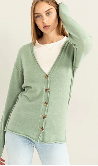 COOL INTENTIONS DEEP V-NECK CARDIGAN