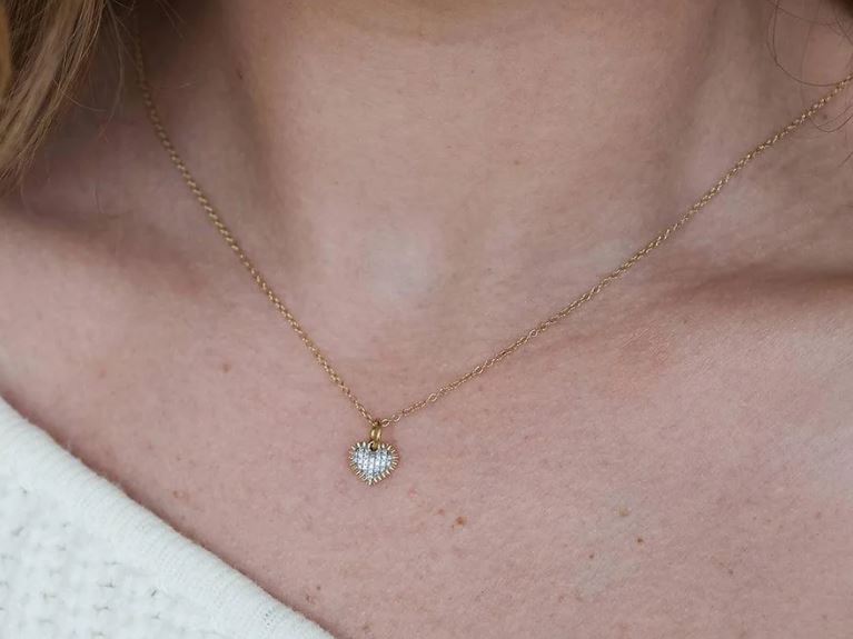 DIAMOND SPIKED HEART PENDANT NECKLACE