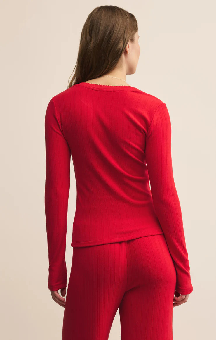 HOLLY POINTELLE LONG SLEEVE LS TOP