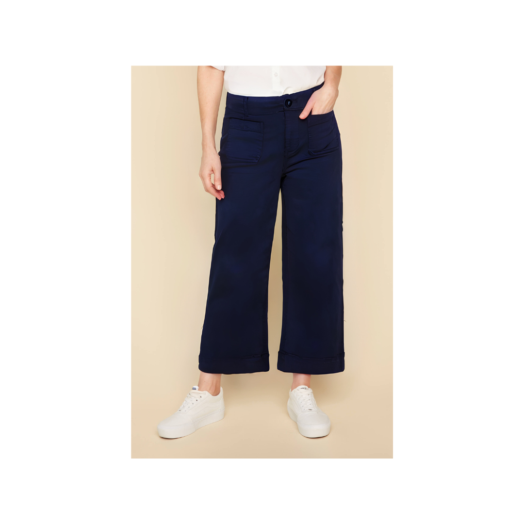 2 Front Pocket Cropped Wide Leg Pant