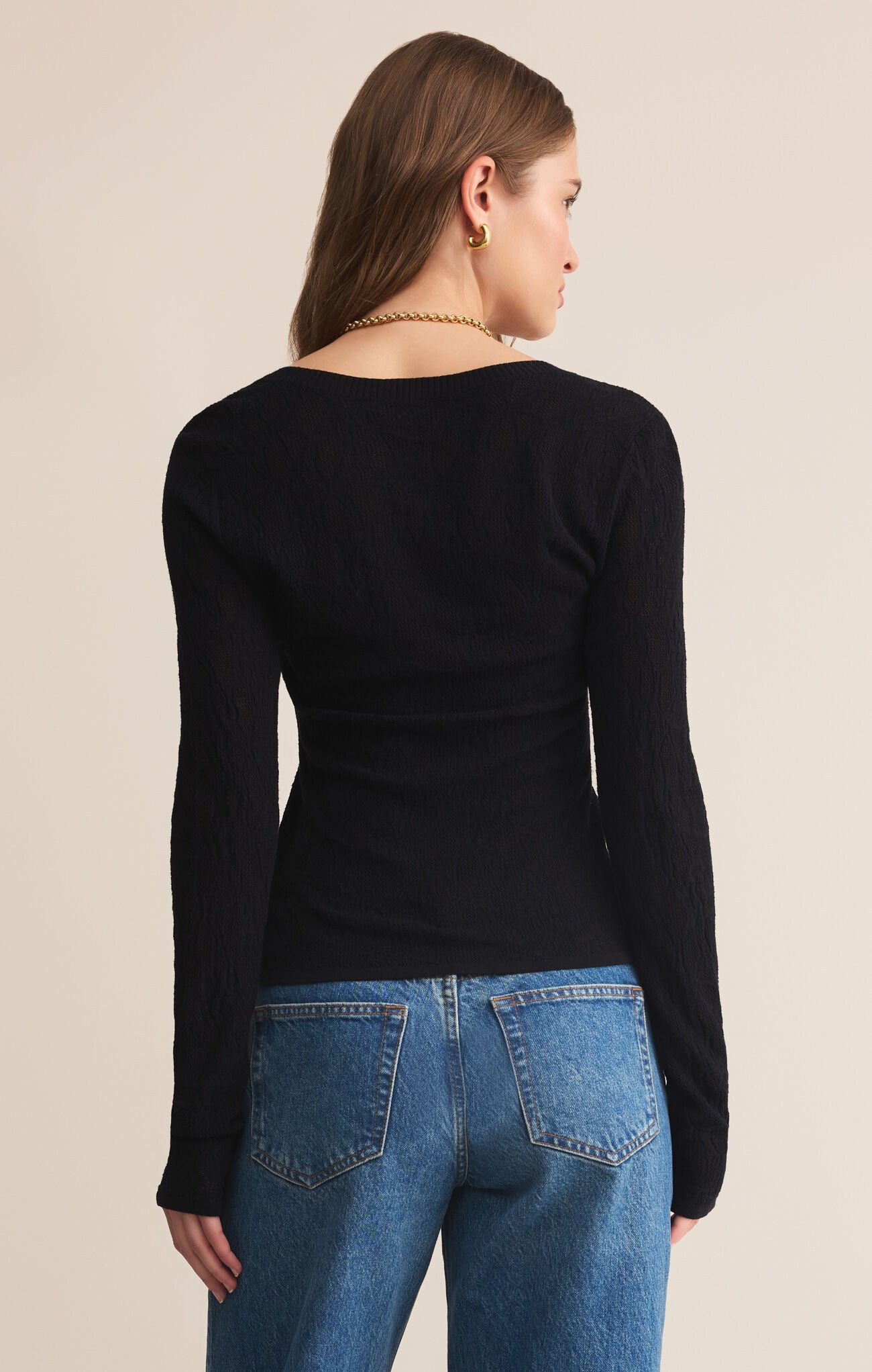TIBI SCOOP MESH SWEATER