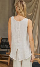 Load image into Gallery viewer, LINEN BACK BUTTON SLEEVELESS TOP
