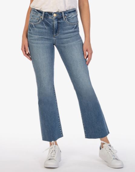 KELSEY HIGH RISE FAB AB ANKLE FLARE WITH RAW HEM