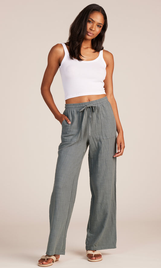 WIDE LEG TIE WAIST POCKET PANT