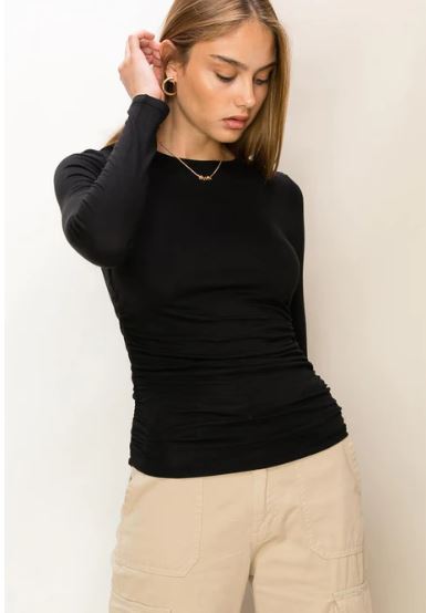 ALL ABOUT YOU LONG SLEEVE RUCHED TOP