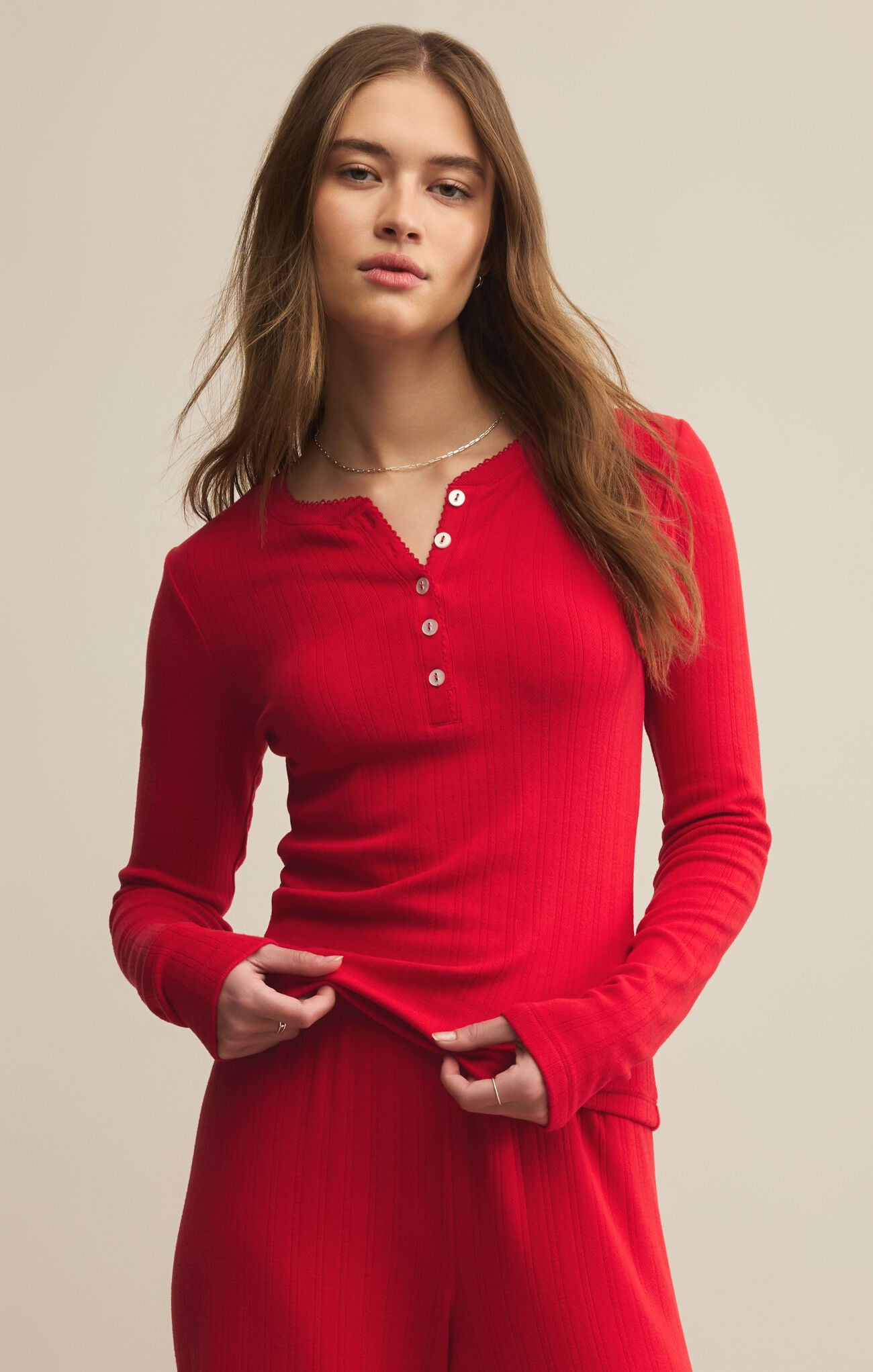 HOLLY POINTELLE LONG SLEEVE LS TOP