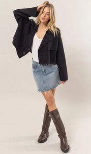 Double Breast Sweater Trench Jacket