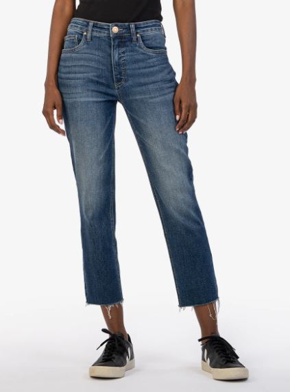 RACHAEL HIGH RISE FAB AB MOM RAW HEM
