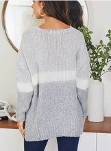 Load image into Gallery viewer, STRIPED KNIT V-NECK
SWEATER
