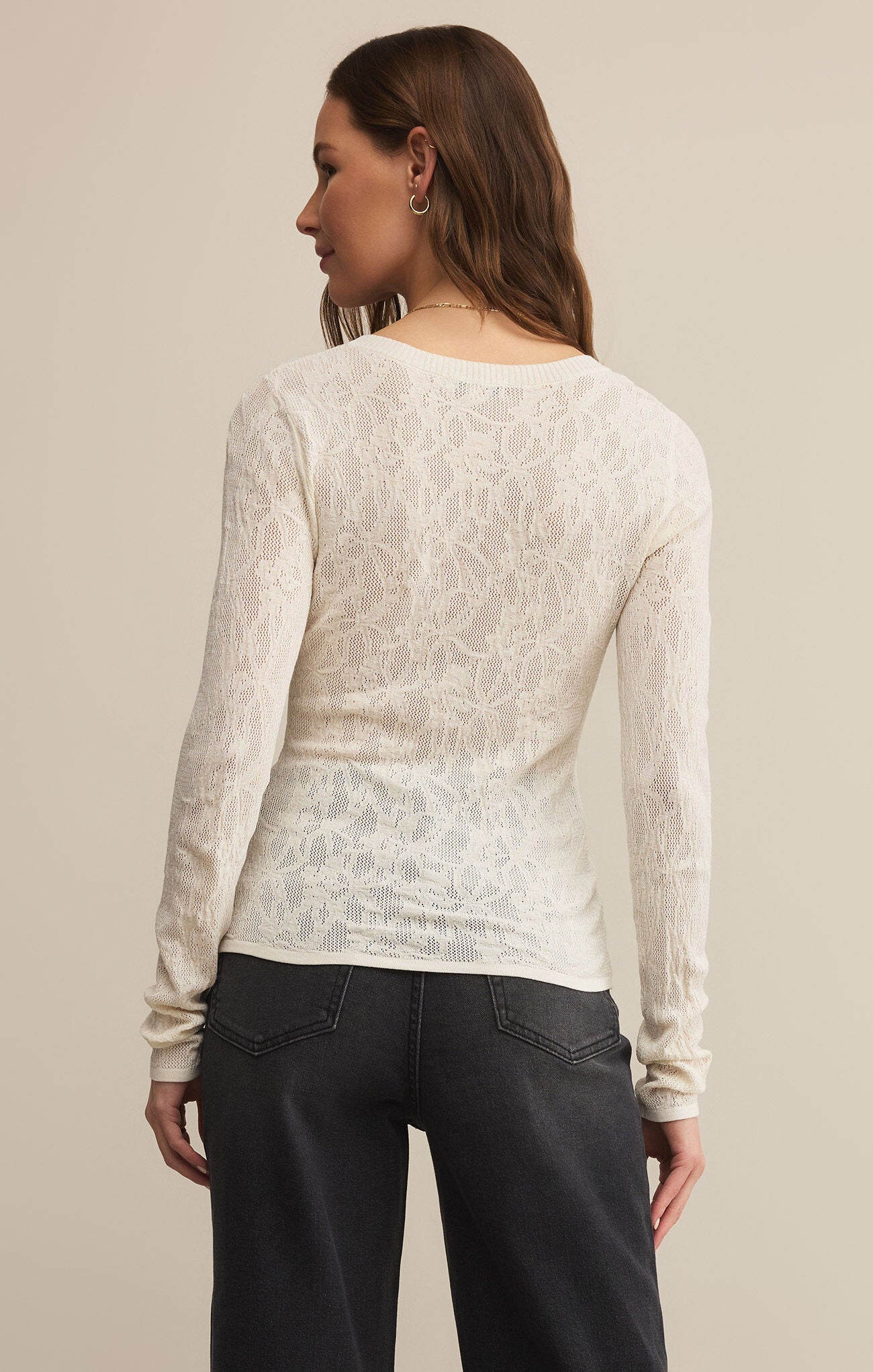 TIBI SCOOP MESH SWEATER