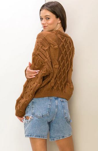 WARM AFFECTION OVERSIZED CABLE KNIT CARDIGAN