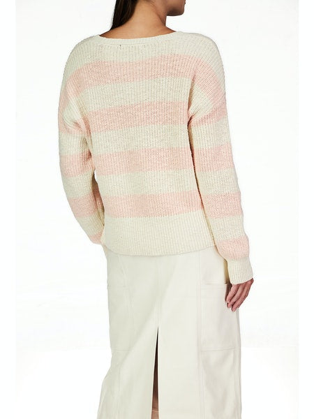 STRIPE SCOOP NECK SWEATER