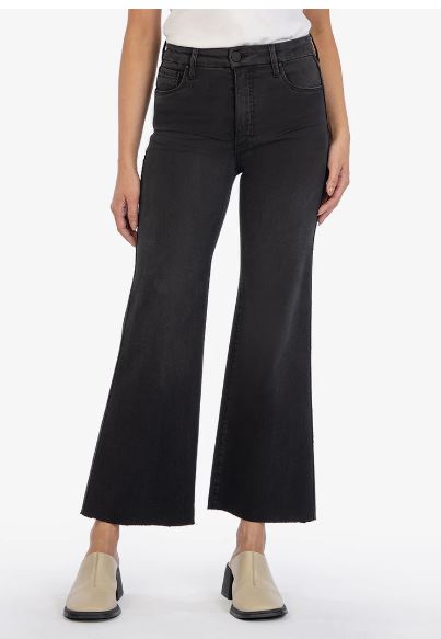 KUT MEG HIGH RISE FAB AB WIDE LEG RAW HEM