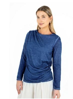 LONG SLEEVE GARTHERED SHOULDER AND SIDE TOP