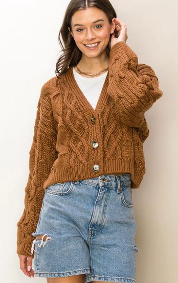 WARM AFFECTION OVERSIZED CABLE KNIT CARDIGAN