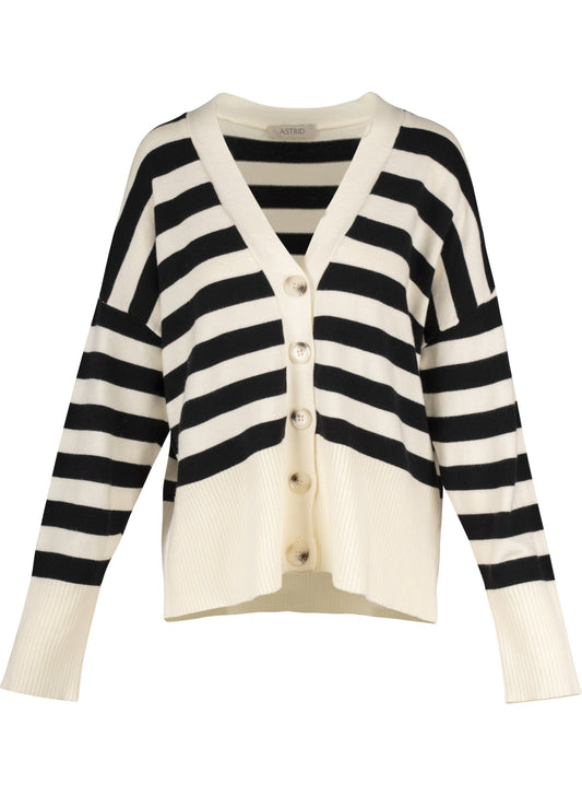 BANDED WAIST STRIPED CARDIGAN