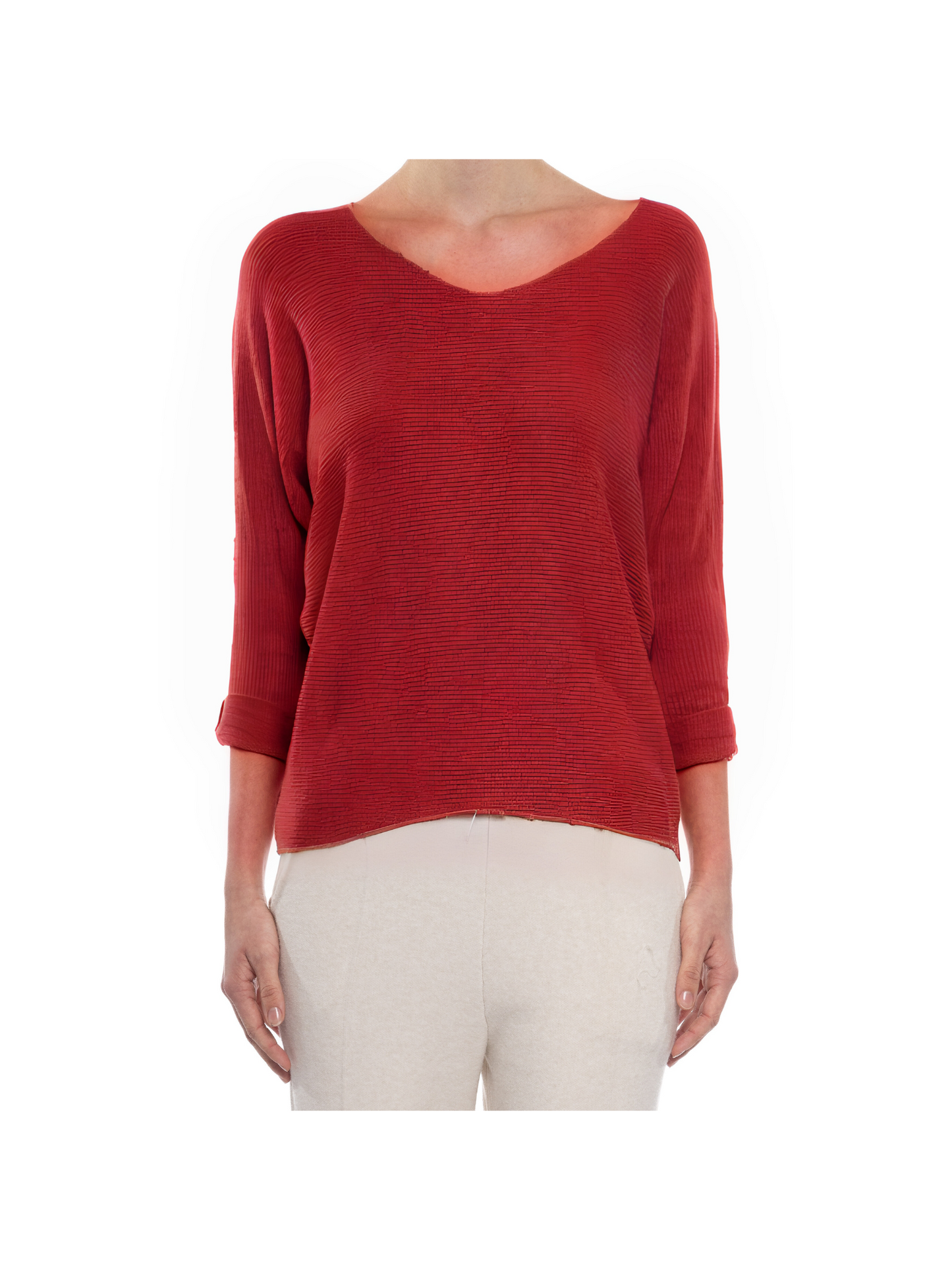 V-NECK RIBBED PULLOVER SWEATER
