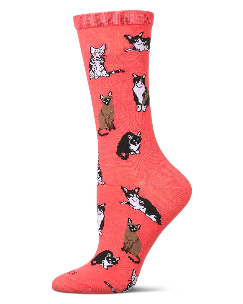 Multi Cat Breed Bamboo Crew Socks