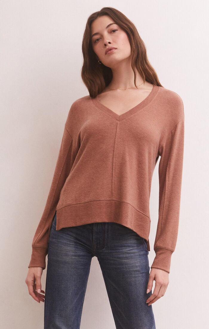 WILDER CLOUD VNECK LS TOP