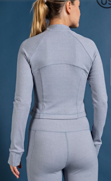 RIB BRUSHED MOCK NECKLINE LONG SLEEVES TOP