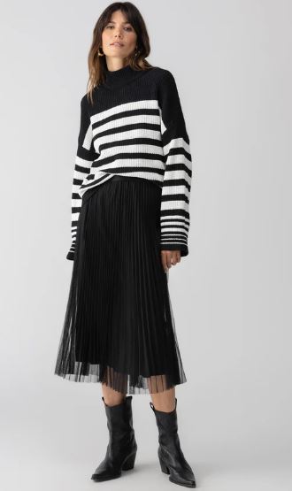 TULLE PLEATED MIDI SKIRT