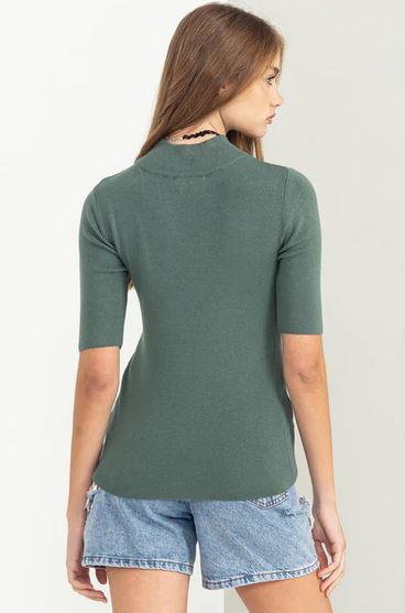 SUNNY STYLE BASIC MOCK NECK SWEATER TOP