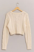 Load image into Gallery viewer, Cable Knit Cropped Cardigan Sweater
