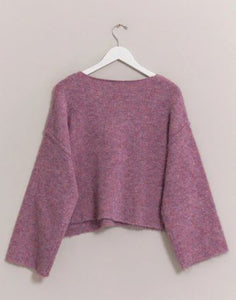 Melange Knit Boat Neck Sweater