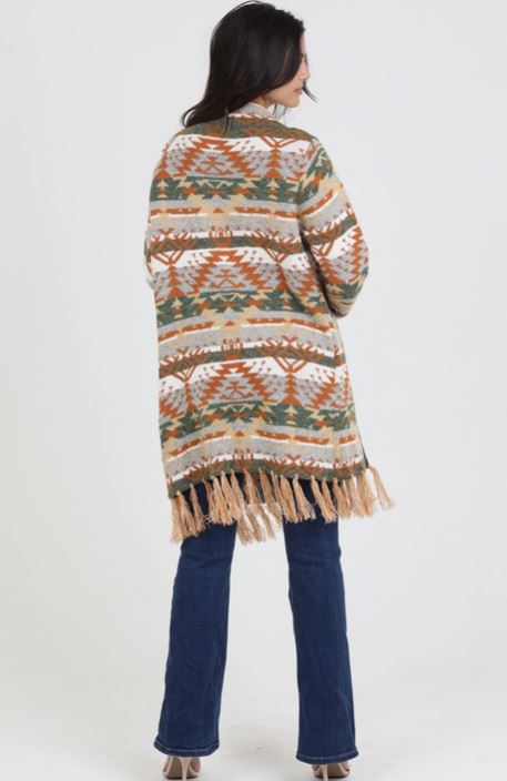 Fringe Hem Cardigan Sweater