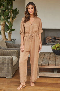 LINEN LONG SLEEVEJUMPSUIT