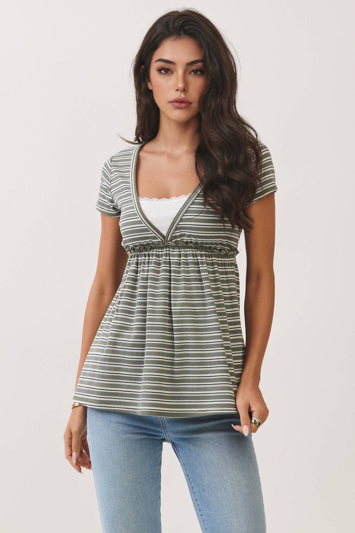 SURPLUS EMPIRE BABYDOLL SHORT SLEEVE TOP - Heart & Hips