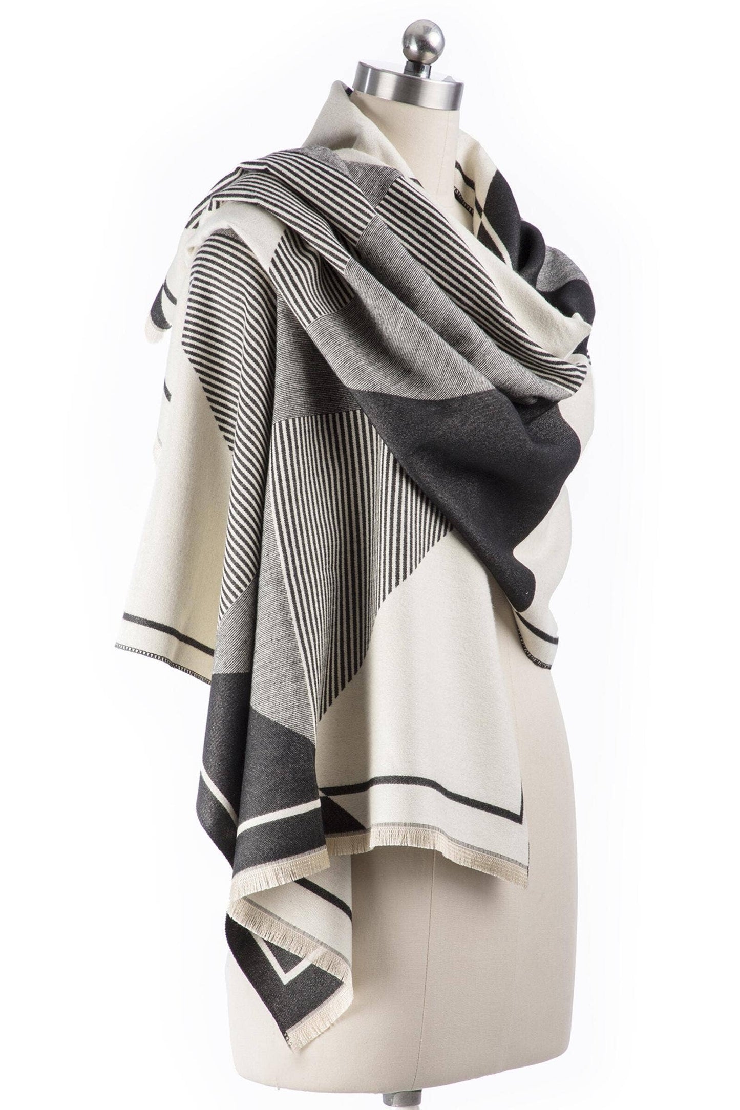 SAACHI - Geometric Striped Reversible Scarf