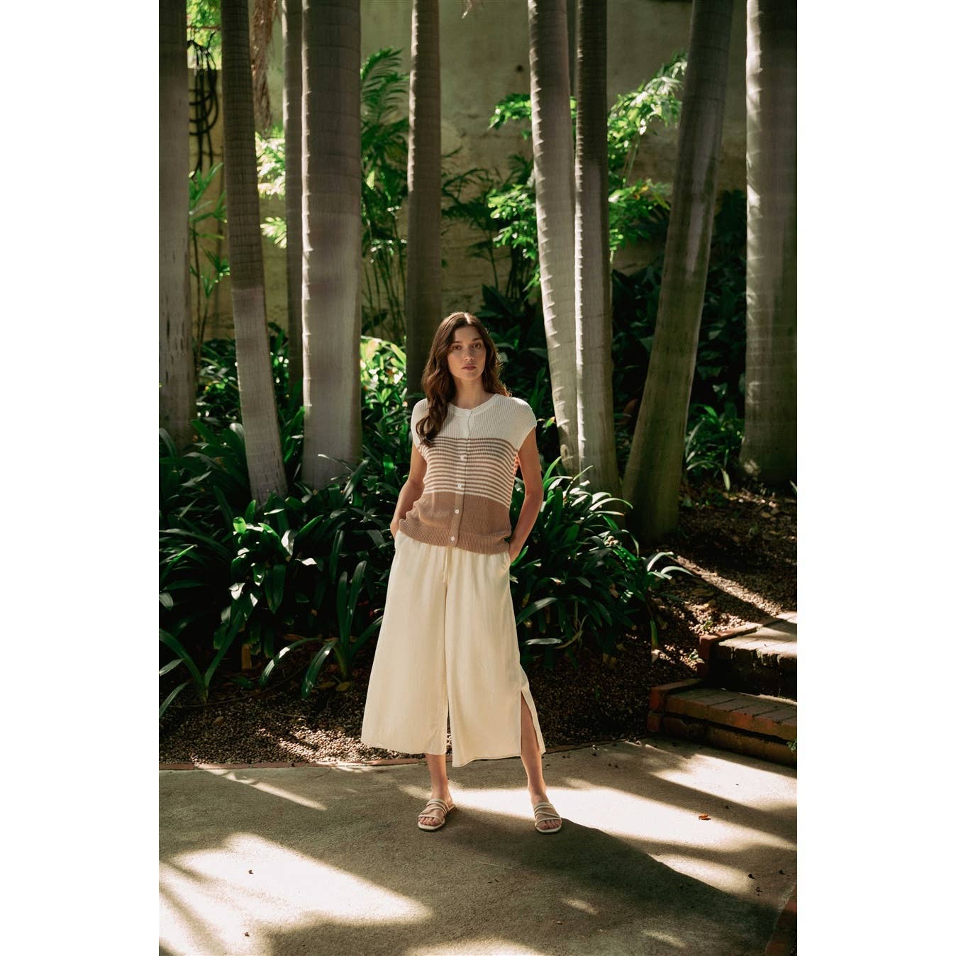 FUN2FUN - SIDE SLIT LINEN PANTS