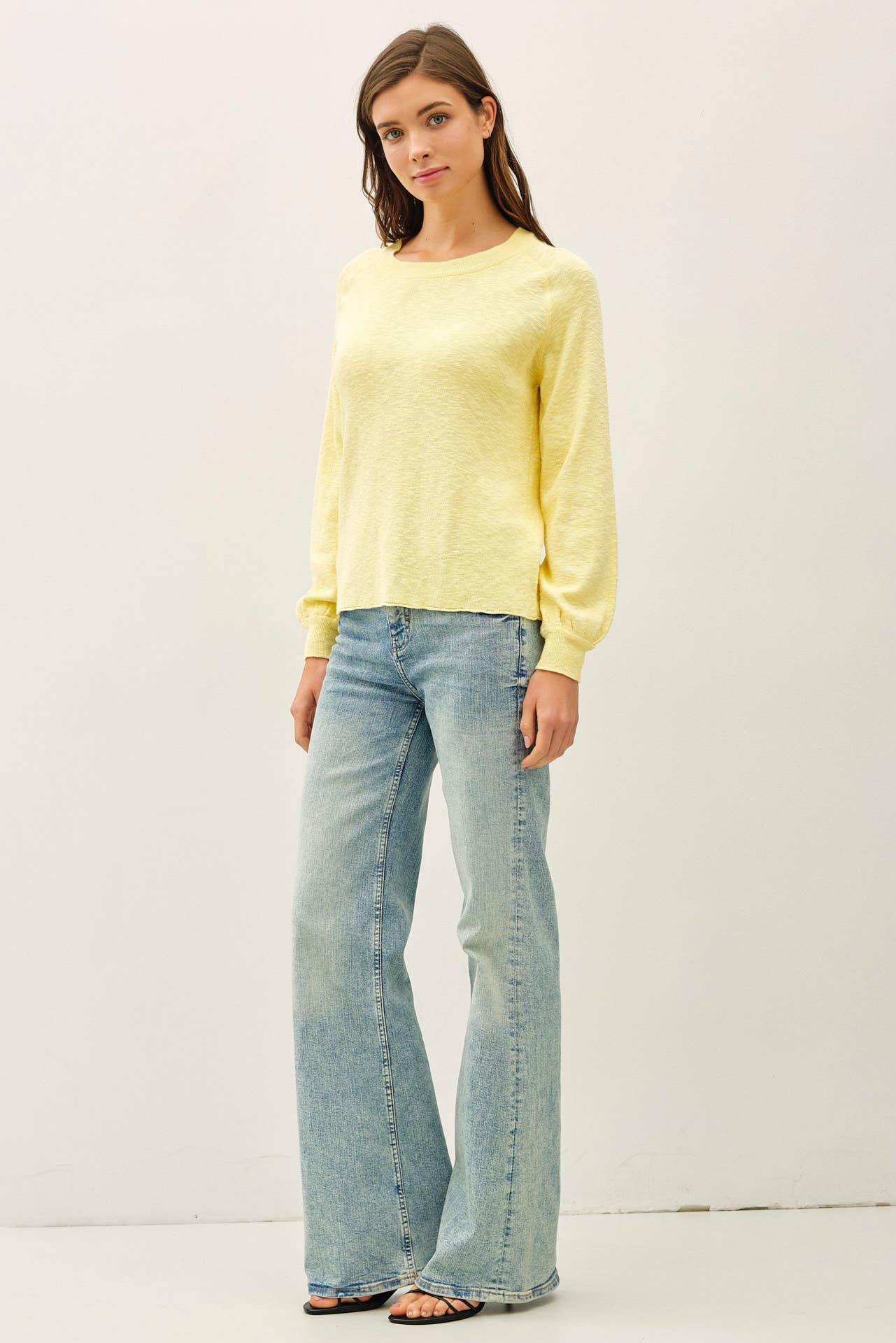 Be Cool - RAGLAN LONG SLEEVE PULLOVER SLUB YARN KNIT SWEATER