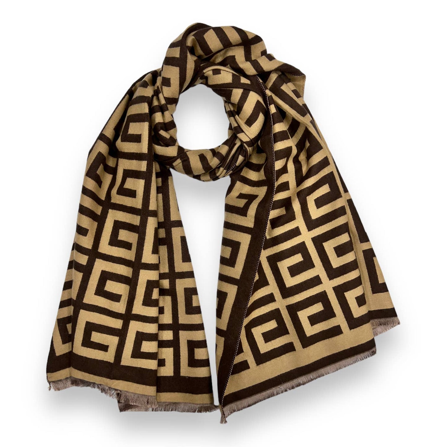Maze Print Wool Blend Scarf