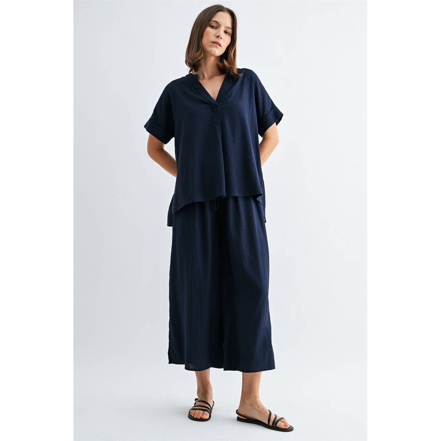 FUN2FUN - SIDE SLIT LINEN PANTS