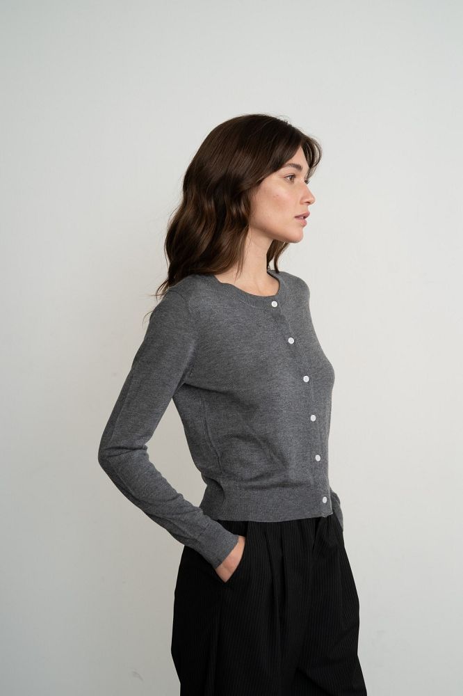 SOFT CREW NECK CARDIGAN