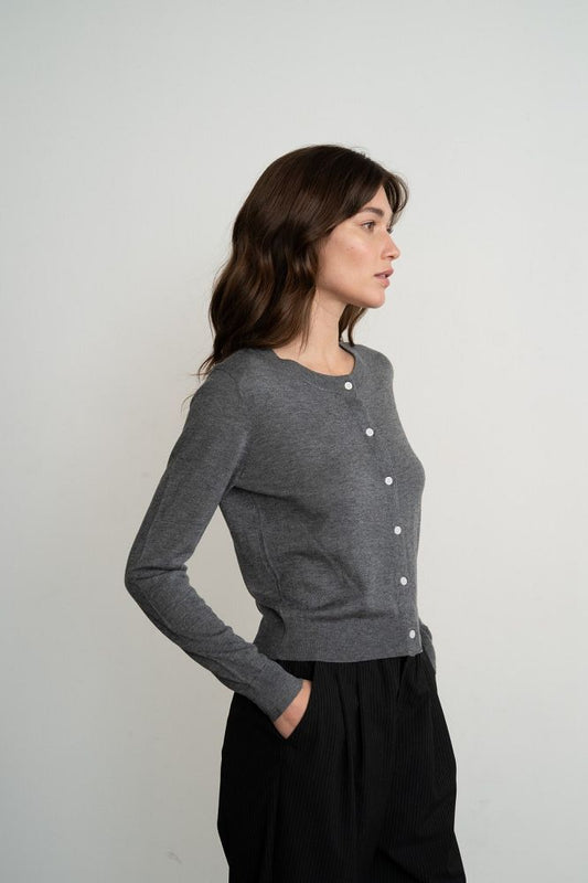 SOFT CREW NECK CARDIGAN