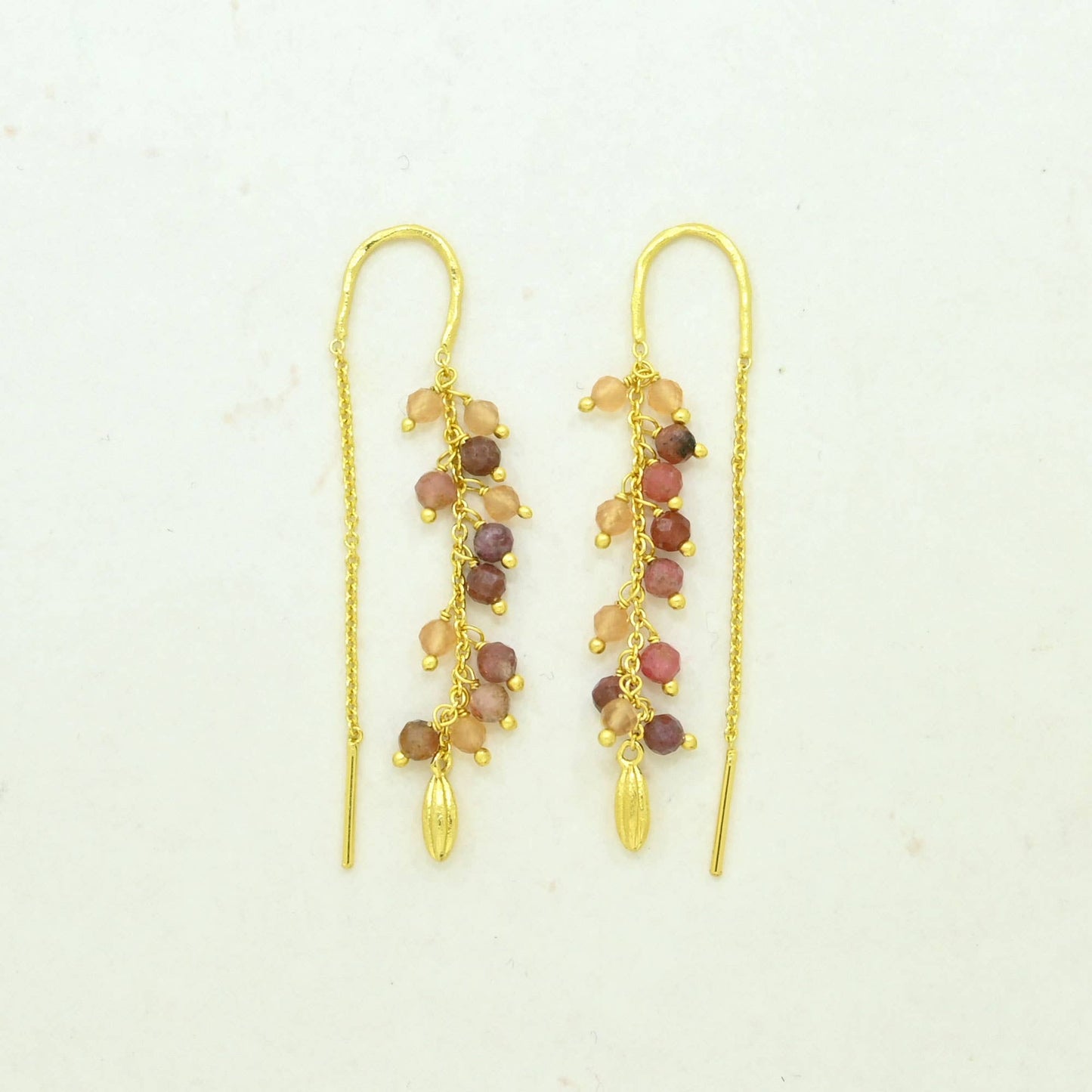 Schmuckoo x Noyre Berlin - Terra Earring Gold Plated - Peach Moonstone & Strawberry Qz.