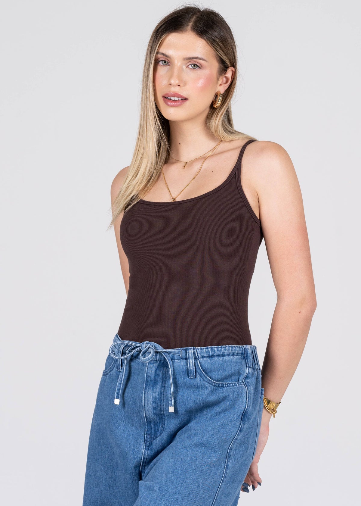 Bamboo Rib Low Cut Cami - Crest Moi