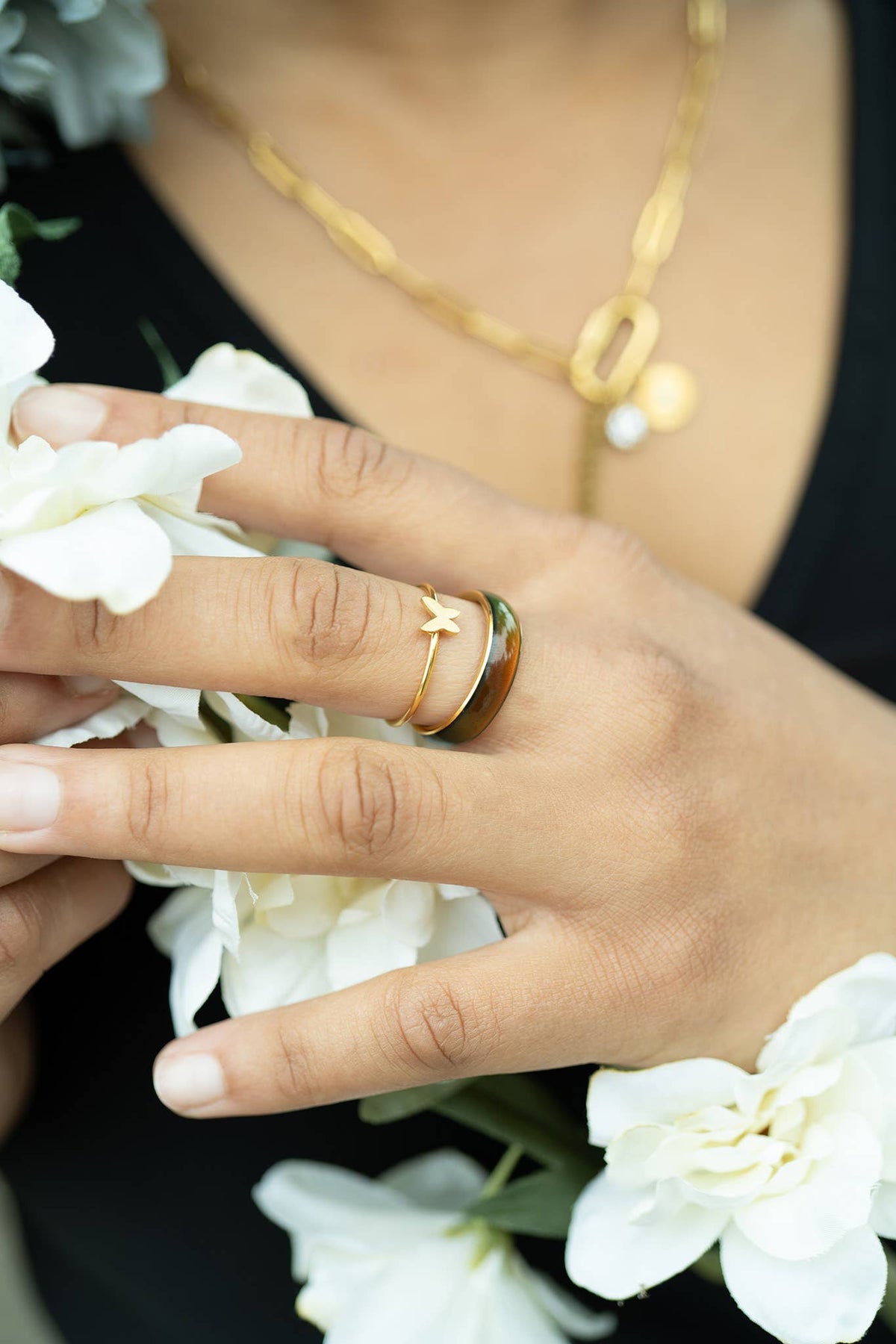 18k Gold PVD Coated Mood Band Stainless Steel Ring - WJW