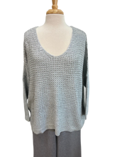 Load image into Gallery viewer, V-Neck Metallic Hi-Lo Sweater
